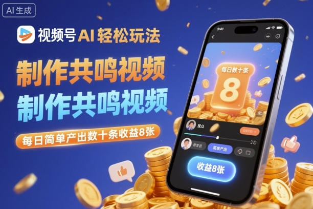 视频号AI轻松玩法,制作共鸣视频,每日简单产出数十条收益8张-北风网赚