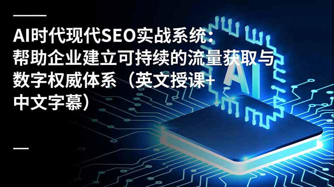 AI时代现代SEO实战系统：帮助企业建立可持续的流量获取与数字权威体系(英文授课+中文字幕-北风网赚