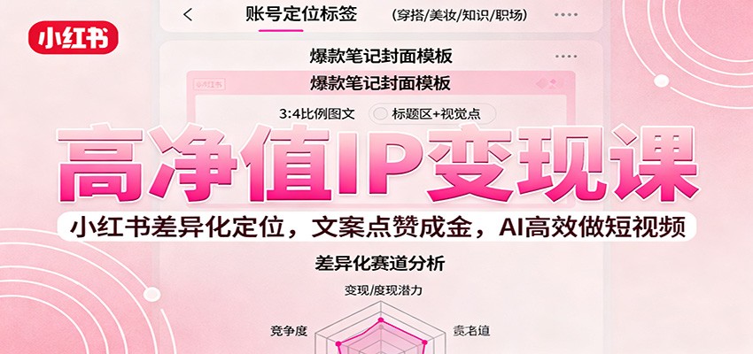 高净值IP变现课:小红书差异化定位,文案点赞成金, AI高效做短视频-北风网赚