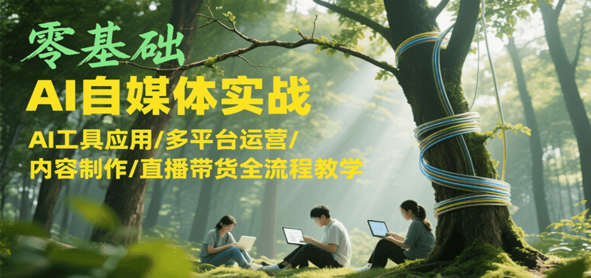 零基础AI自媒体实战,AI工具应用/多平台运营/内容制作/直播带货全流程教学-北风网赚