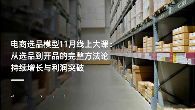 电商选品模型11月线上大课:从选品到开品的完整方法论 持续增长与利润突破-北风网赚