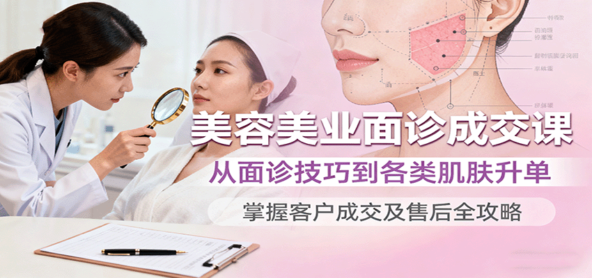 美容美业面诊成交课，从面诊技巧到各类肌肤升单，掌握客户成交及售后全攻略-北风网赚