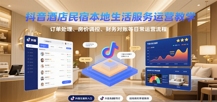 抖音酒店民宿本地生活服务运营教学,订单处理、房价调控、财务对账等日常运营流程-北风网赚