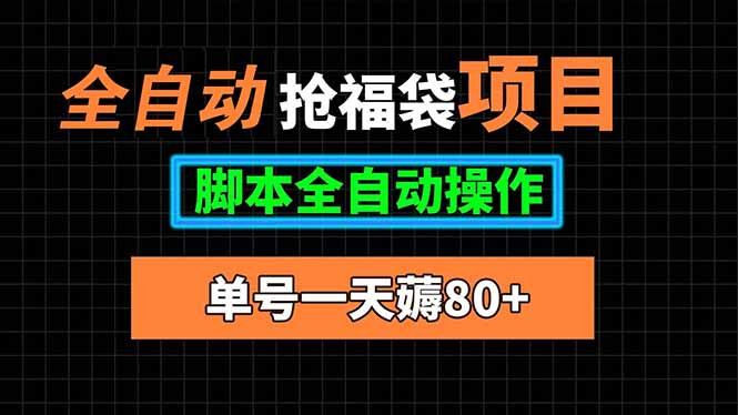 全自动抢福袋项目，单号一天80+脚本全自动操作-北风网赚