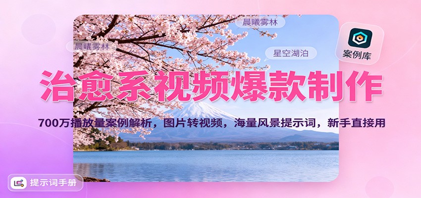 治愈系视频爆款制作,700万播放量案例解析,图片转视频,海量风景提示词,新手直接用-北风网赚