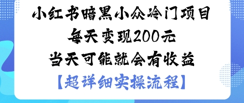 小红书暗黑小众冷门项目每天变现2张当天可能就会有收益-北风网赚