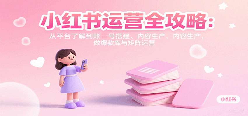 小红书运营全攻略：从平台了解到账号搭建、内容生产，做爆款库与矩阵运营-北风网赚
