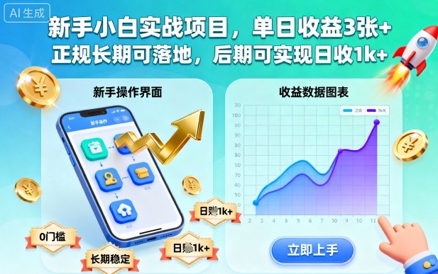 新手小白实战项目,单日收益3张+,正规长期可落地,后期可实现日收1k+【揭秘】-北风网赚