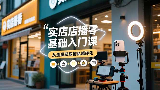 实体店播零基础入门课，实体店+短视频+直播+微信生态+私域社群，从流量获取到私域转化-北风网赚