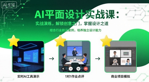 AI平面设计实战课，实战演练，解锁创意之门，掌握设计之道-北风网赚