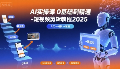 AI实操课0基础到精通-短视频剪辑教程2025-北风网赚