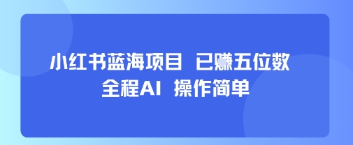小红书蓝海项目，全程AI，操作简单，已挣五位数-北风网赚