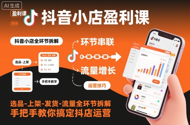 抖音小店盈利课-选品-上架-发货-流量全环节拆解，手把手教你搞定抖店运营-北风网赚