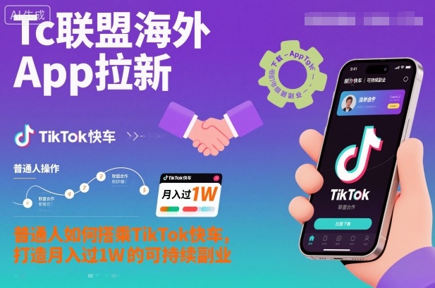Tc联盟海外App拉新：普通人如何搭乘TikTok快车，打造月入过1W的可持续副业-北风网赚