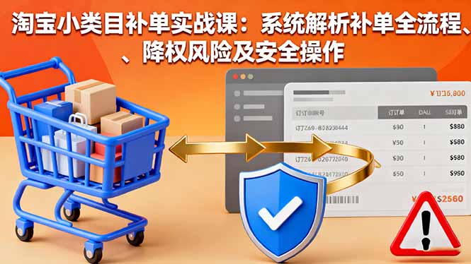 淘宝小类目补单实战课：系统解析补单全流程、降权风险及安全操作-北风网赚