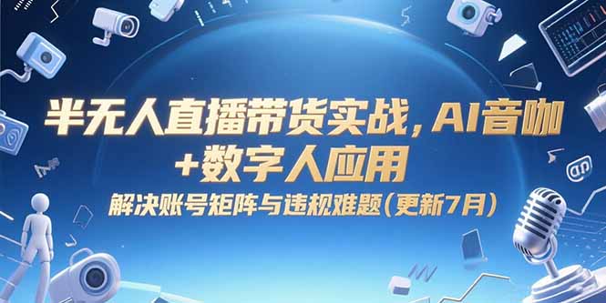 半无人直播带货实战,AI音咖+数字人应用 解决账号矩阵与违规难题(更新7月-北风网赚