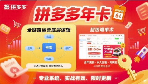拼多多年卡，拼多多全链路运营底层逻辑，超级爆单术【更新12月】-北风网赚