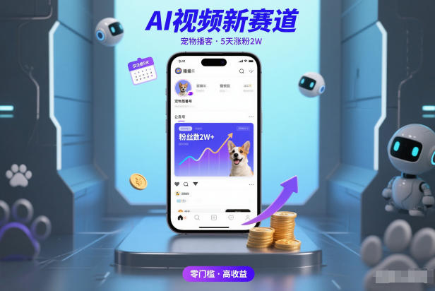 AI视频新赛道，宠物播客仅注册5天涨粉2W，收益非常可观-北风网赚