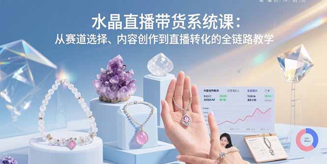 水晶直播带货系统课：从赛道选择、内容创作到直播转化的全链路教学-北风网赚
