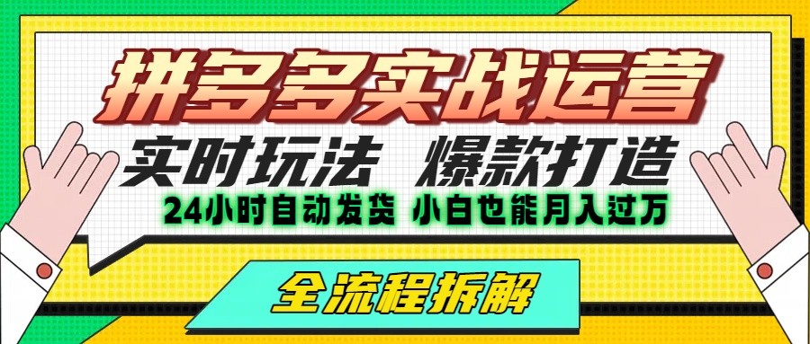 拼多多最新实战运营高投产:长久稳定项目,单店利润一天三位数-北风网赚