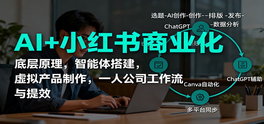 AI+小红书商业化，底层原理，智能体搭建，虚拟产品制作，一人公司工作流与提效-北风网赚
