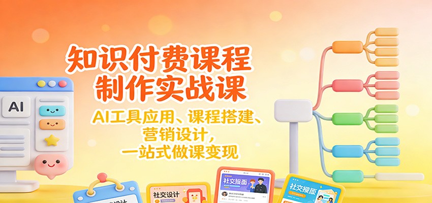 知识付费课程制作实战课：AI工具应用 、课程搭建、营销设计，一站式做课变现-北风网赚