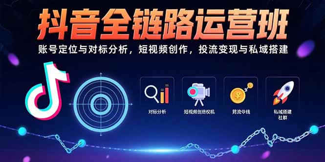 抖音全链路运营班:账号定位与对标分析,短视频创作,投流变现与私域搭建-北风网赚