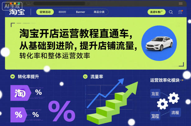 淘宝开店运营教程直通车,从基础到进阶,提升店铺流量,转化率和整体运营效率(更新11月)-北风网赚
