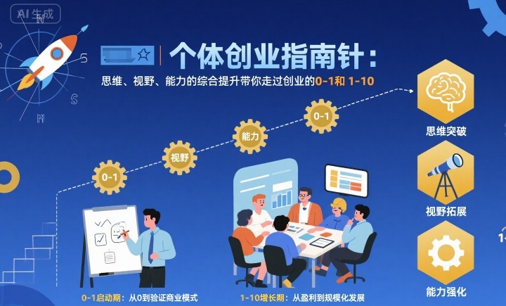 个体创业指南针，思维、视野、能力的综合提升带你走过创业的0-1和1-10【音频】-北风网赚