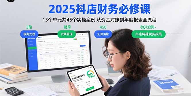 2025抖店财务必修课:13个单元共45个实操案例 从资金对账到年度报表全流程-北风网赚