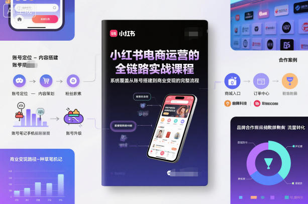 小红书电商运营的全链路实战课程,系统覆盖从账号搭建到商业变现的完整流程-北风网赚