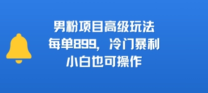 男粉项目高级玩法,每单899,冷门暴利,小白也可操作-北风网赚