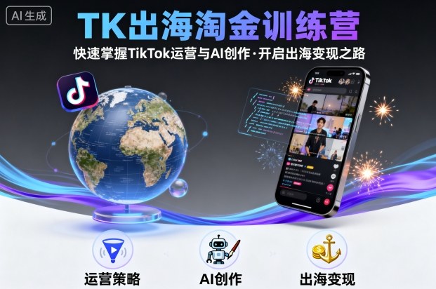 TK出海淘金训练营，助你快速掌握TikTok运营与AI创作，开启出海变现之路-北风网赚