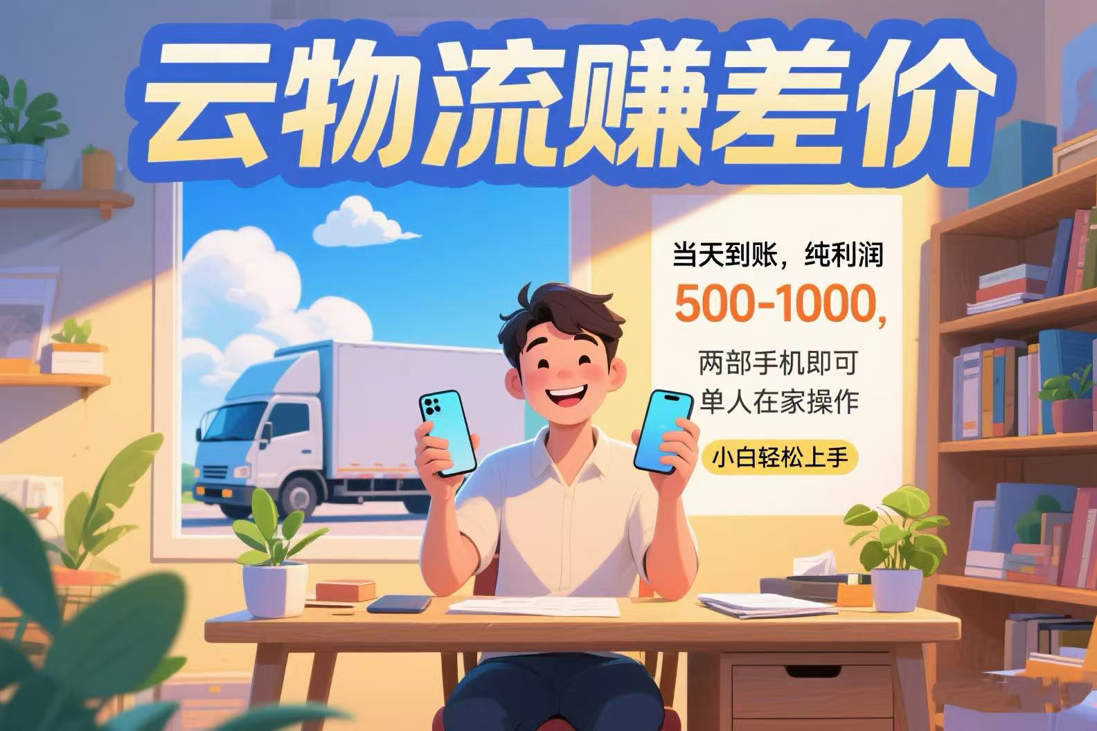 云物流赚差价 当天到账纯利润500-1000 两部手机即可 可单人在家操作 小…-北风网赚