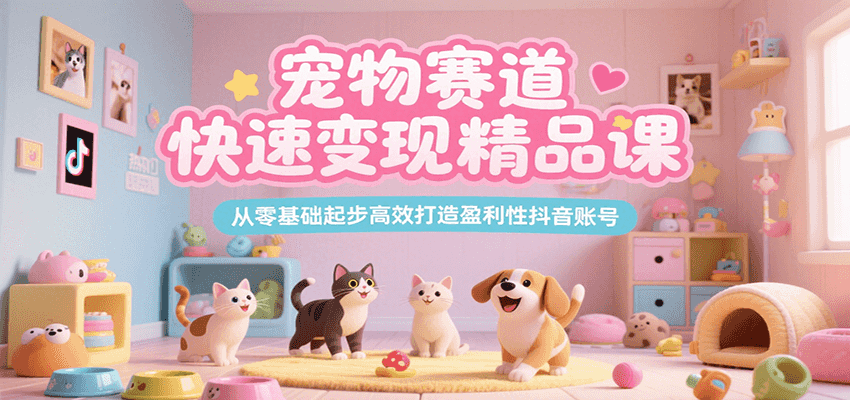 宠物赛道快速变现精品课，从零基础起步高效打造盈利性抖音账号-北风网赚