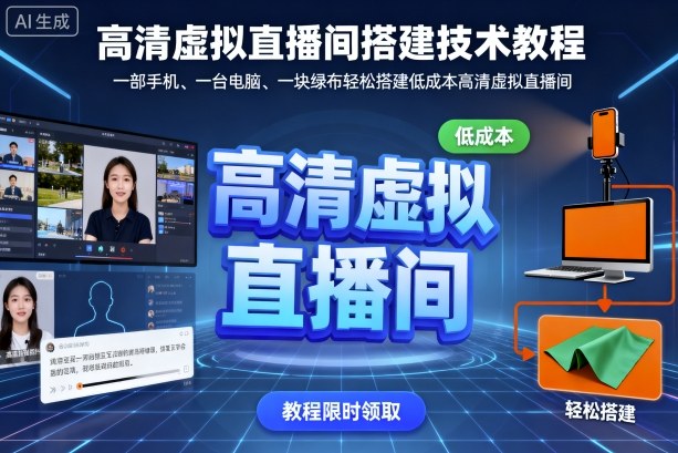 高清虚拟直播间搭建技术教程，一部手机、一台电脑、一块绿布轻松搭建低成本高清虚拟直播间-北风网赚