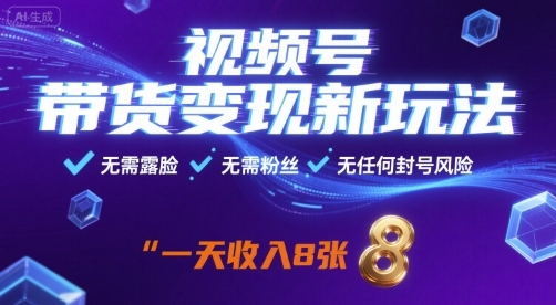 视频号带货变现新玩法,无需露脸,无需粉丝,无任何封号风险,一天收益8张【揭秘】-北风网赚