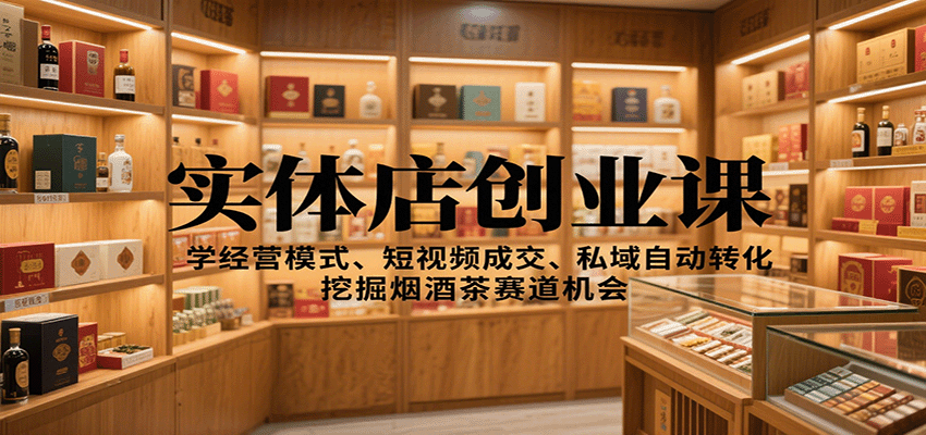 实体店创业课：学经营模式、短视频成交、私域自动转化，挖掘烟酒茶赛道机会-北风网赚