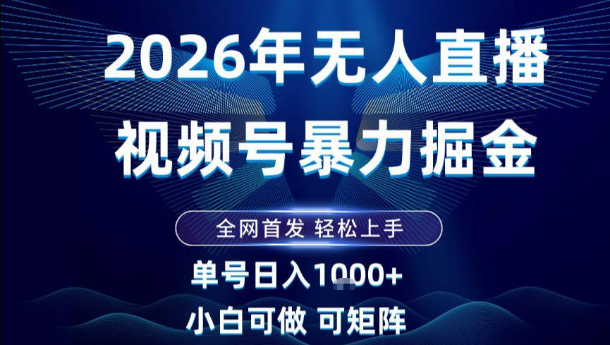 2026最新视频号无人直播掘金，全网首发，小白可以玩，长期稳定日入1k+【揭秘】-北风网赚