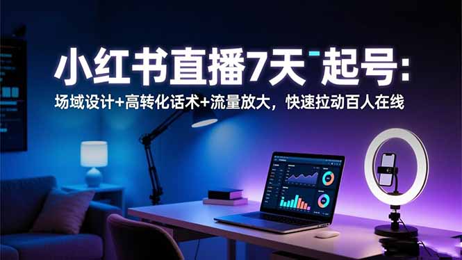 小红书直播7天起号:场域设计+高转化话术+流量放大,快速拉动百人在线-北风网赚