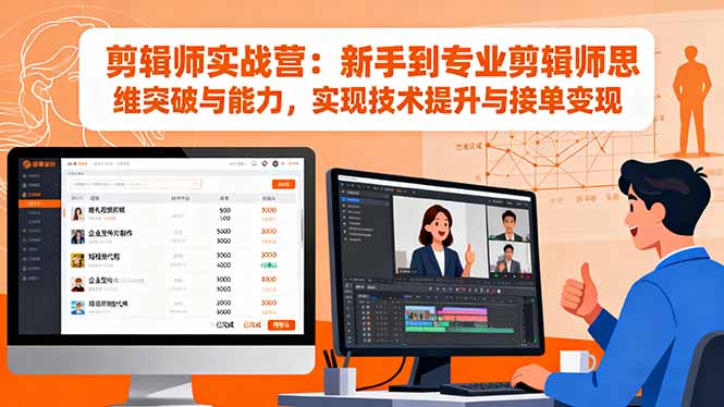 剪辑师实战营:新手到专业剪辑师思维突破与能力,实现技术提升与接单变现-北风网赚