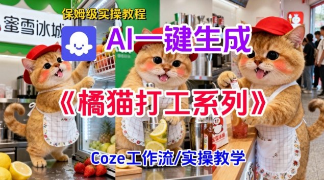 Coze扣子工作流一键生成胖橘猫打工短视频,保姆级实操搭建教学-北风网赚