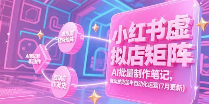 小红书虚拟店矩阵,AI批量制作笔记,自动发货加半自动化运营(7月更新-北风网赚