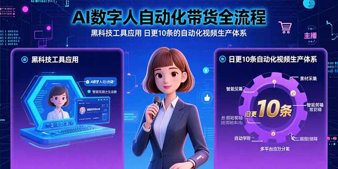 AI数字人自动化带货全流程：黑科技工具应用 日更10条的自动化视频生产体系-北风网赚