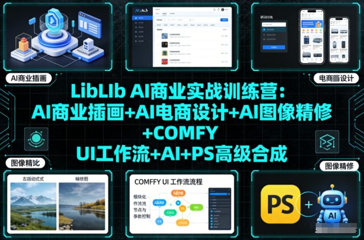 LibLIb AI商业实战训练营：AI商业插画+AI电商设计+AI图像精修+COMFY UI工作流+AI+PS高级合成-北风网赚