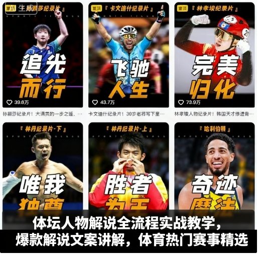体坛人物解说全流程实战教学，爆款解说文案讲解，体育热门赛事精选-北风网赚