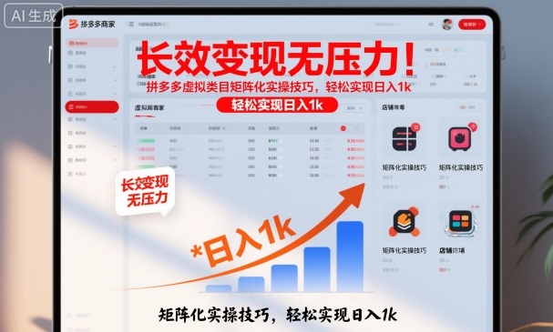 长效变现无压力!拼多多虚拟类目矩阵化实操技巧,轻松实现日入1k【揭秘】-北风网赚