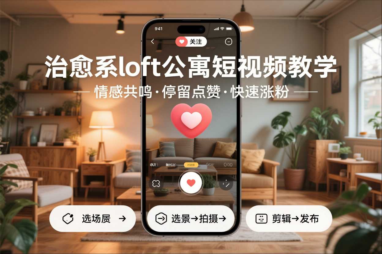 治愈系loft公寓短视频制作教学，情感共鸣引停留点赞关注，快速起号涨粉-北风网赚