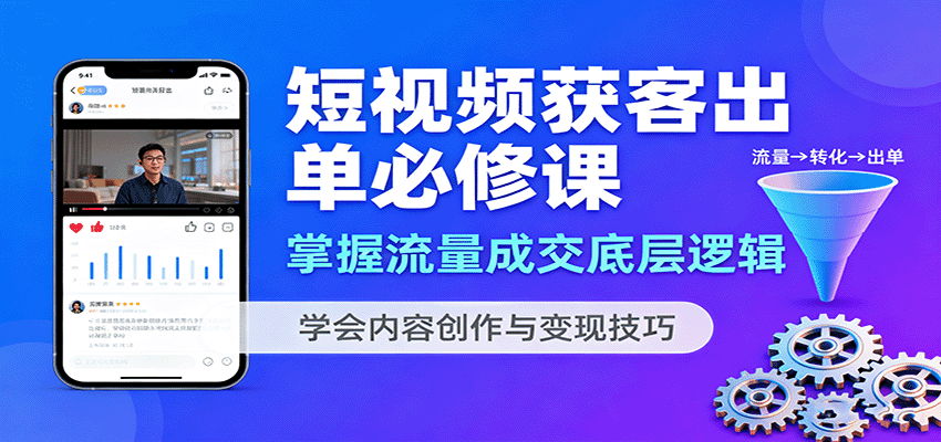 短视频获客出单必修课:掌握流量成交底层逻辑,学会内容创作与变现技巧-北风网赚