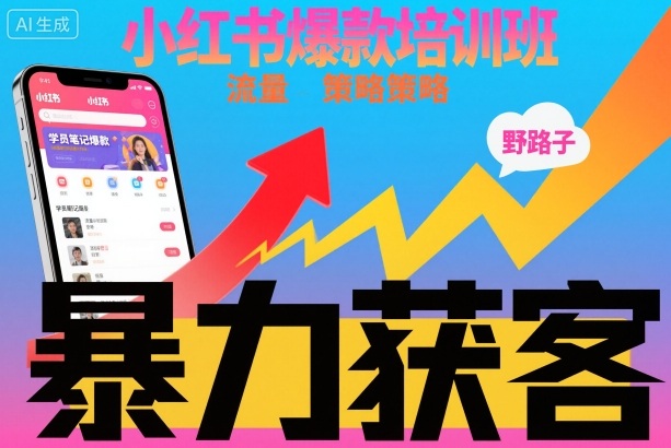小红书爆款培训班,小红书获客野路子流量打法,暴力持续获客-北风网赚